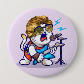 Funky Rockstar Cat - Cool Music Lover Kitty Button (Vorderseite)
