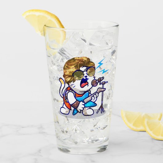 Funky Rockstar Cat - Cool Music Lover Kitty Glas (Vorderseite Ice)
