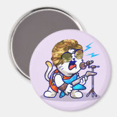 Funky Rockstar Cat - Cool Music Lover Kitty Magnet (Vorderseite/Rückseite)