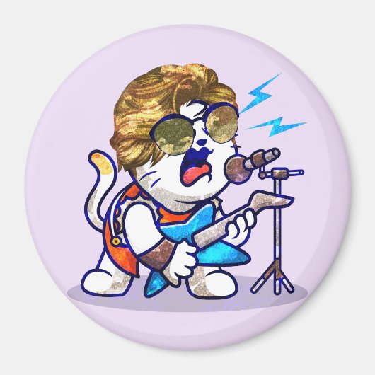 Funky Rockstar Cat - Cool Music Lover Kitty Magnet (Vorne)
