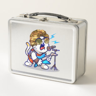 Funky Rockstar Cat - Cool Music Lover Kitty Metall Brotdose