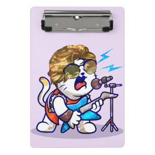 Funky Rockstar Cat - Cool Music Lover Kitty Mini Klemmbrett