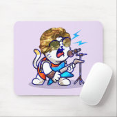 Funky Rockstar Cat - Cool Music Lover Kitty Mousepad (Mit Mouse)