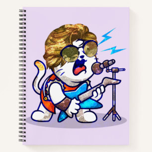 Funky Rockstar Cat - Cool Music Lover Kitty Notizblock