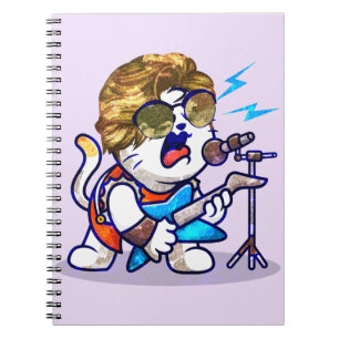 Funky Rockstar Cat - Cool Music Lover Kitty Notizblock