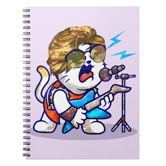 Funky Rockstar Cat - Cool Music Lover Kitty Notizblock (Vorderseite)