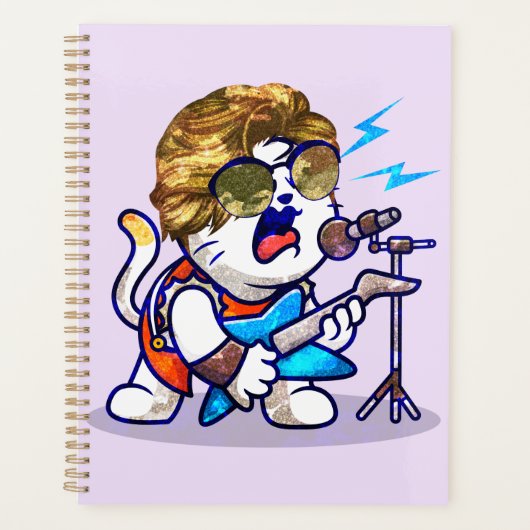 Funky Rockstar Cat - Cool Music Lover Kitty Planer (Vorderseite)