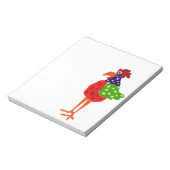 Funky Rooster Folk Art Design Notizblock (Rotiert)