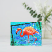 Funky rosa Flamingo Reise Postkarte (Stehend Vorderseite)
