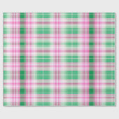 Funky rosa und grünes Kariertes Tartan-Muster Geschenkpapier (Flach)