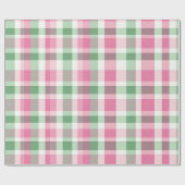 Funky rosa und grünes Kariertes Tartan-Muster Geschenkpapier (Flach)