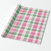 Funky rosa und grünes Kariertes Tartan-Muster Geschenkpapier (Ungerollt)