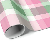 Funky rosa und grünes Kariertes Tartan-Muster Geschenkpapier (Rolleneckpunkt)
