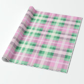 Funky rosa und grünes Kariertes Tartan-Muster Geschenkpapier (Ungerollt)