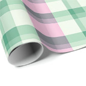 Funky rosa und grünes Kariertes Tartan-Muster Geschenkpapier (Rolleneckpunkt)
