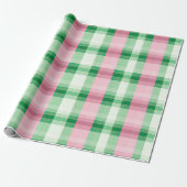 Funky rosa und grünes Kariertes Tartan-Muster Geschenkpapier (Ungerollt)