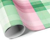 Funky rosa und grünes Kariertes Tartan-Muster Geschenkpapier (Rolleneckpunkt)