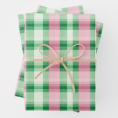 Funky rosa und grünes Kariertes Tartan-Muster Geschenkpapier Set (Beispiel)