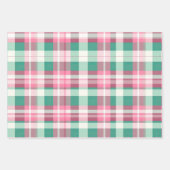 Funky rosa und grünes Kariertes Tartan-Muster Geschenkpapier Set (Vorderseite 3)