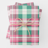 Funky rosa und grünes Kariertes Tartan-Muster Geschenkpapier Set (Beispiel)