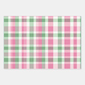 Funky rosa und grünes Kariertes Tartan-Muster Geschenkpapier Set (Vorderseite)