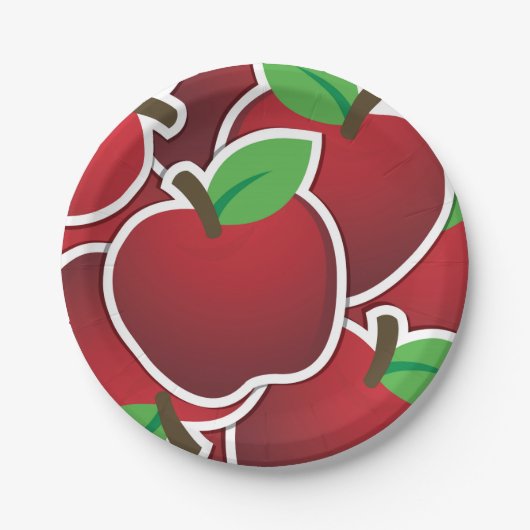 Funky rote Äpfel Pappteller (Vorderseite)