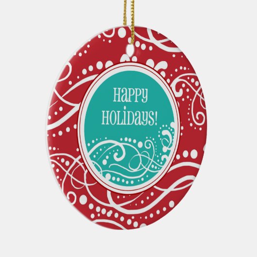 Funky rote u. aquamarine keramik ornament (Rechts)