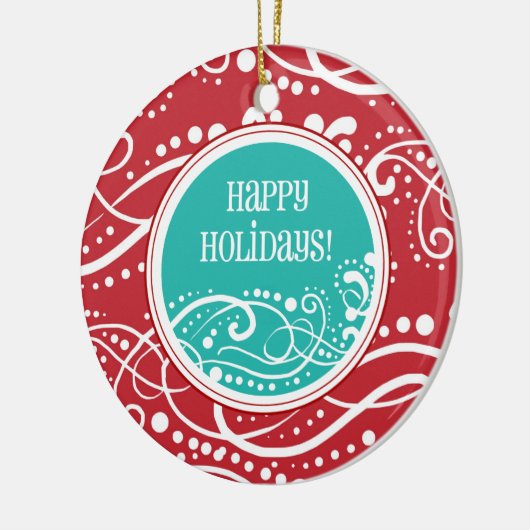 Funky rote u. aquamarine keramik ornament (Links)