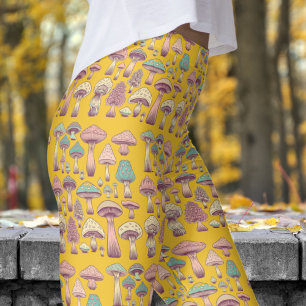 Funky Saffron Orange Wild Sh'rooms Muster Leggings