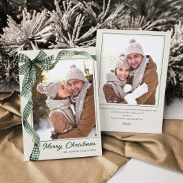 Funky Sage Green Christmas Bow Ribbon 2 Photo Feiertagskarte