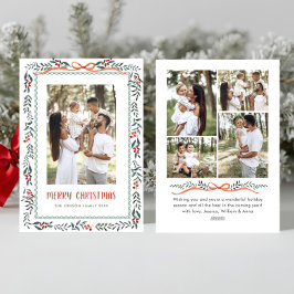 Funky Sage Green Christmas Bow Ribbon 5 Photo Feiertagskarte