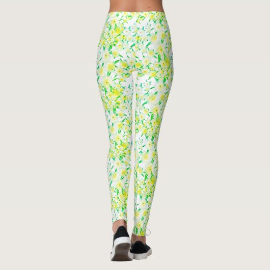 Funky saure Feigen Blumen Muster Leggings (Rückseite)