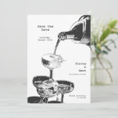 Funky Save the Date Retro Champagne Tower Y2K Einladung (Stehend Vorderseite)