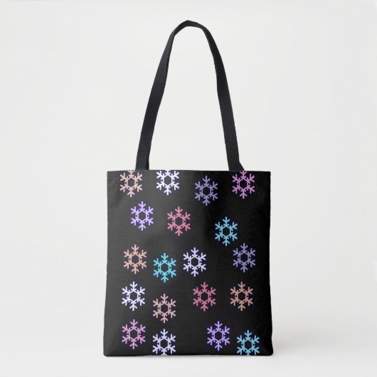Funky-Schneeflocken überall auf der Drucktasche Tasche (Vorderseite)