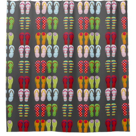 Funky Schuhe bunt Summer flip Flops Duschvorhang (Vorderseite)