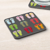 Funky Schuhe bunt Summer flip Flops Getränkeuntersetzer (Linke Seite)