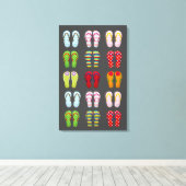 Funky Schuhe bunt Summer flip Flops Leinwanddruck (Insitu (Holzboden))