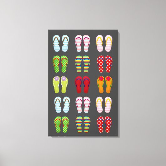 Funky Schuhe bunt Summer flip Flops Leinwanddruck (Vorderseite)
