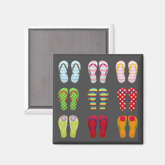 Funky Schuhe bunt Summer flip Flops Magnet (Vorderseite/Rückseite)