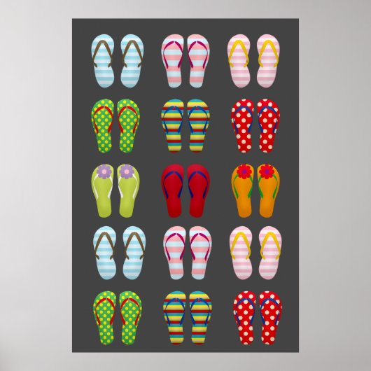 Funky Schuhe bunt Summer flip Flops Poster (Vorne)