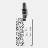 Funky Schwarz-weiß Blume Gepäcktag Gepäckanhänger (Vorderseite vertikal)