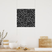 Funky Schwarz-weiß Blume Poster (Küche)