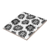 Funky Schwarz-Weiß-Blumenmuster Fliese (Seite)
