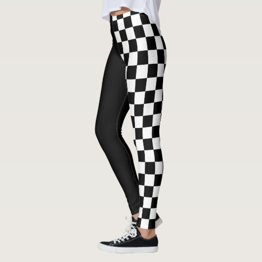 Funky Schwarz-Weiß-Prüffarben-Muster Leggings (Links)