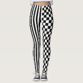 Funky Schwarz-Weiß-Prüffarben-Muster Leggings (Vorderseite)