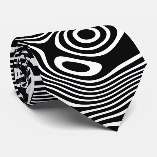 Funky Schwarz/Weiß-raue Winding-Grafikstreifen Krawatte (Gerollt)
