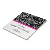 Funky Schwarz-weiße Blume "Save the Date" Fliese (Seite)