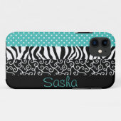 Funky schwarze und blaue Muster personalisiert Case-Mate iPhone Hülle (Rückseite (Horizontal))