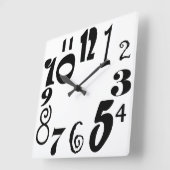 Funky schwarze Zahlen auf weiß Quadratische Wanduhr (Winkel)