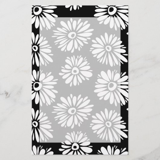Funky Schwarzweiß-Blume Briefpapier (Vorderseite)